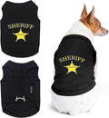Parisian Pet Dog Tshirt - Embroidered “ Sheriff “ Dogs Apparel - Lightweight and Skin Friendly Dog Clothes - Sleeveless Doggy Tee Shirts - Machine Washable Shirt for Large Dogs - 2XL