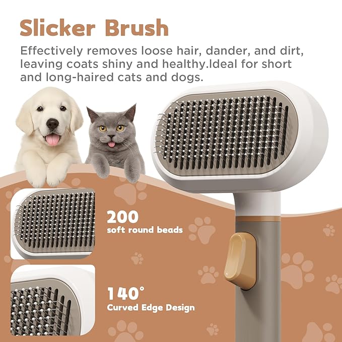 Dog Rake and Gently Removes Loose Dog Hair Brush Undercoat Mats and Tangled - Deshedding Grooming Tool for Dogs & Cats - Self Cleaning Slicker Brush - All Hair Types