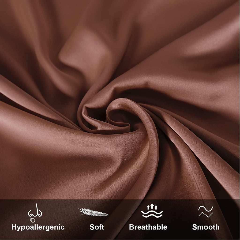 Mulberry Silk Pillowcase for Hair and Skin,King Size Cooling Silk Pillow Case with Hidden Zipper,Allergen Proof Dual Sides Soft Breathable Smooth Silk Pillow Cover for Women(King,Coffee)