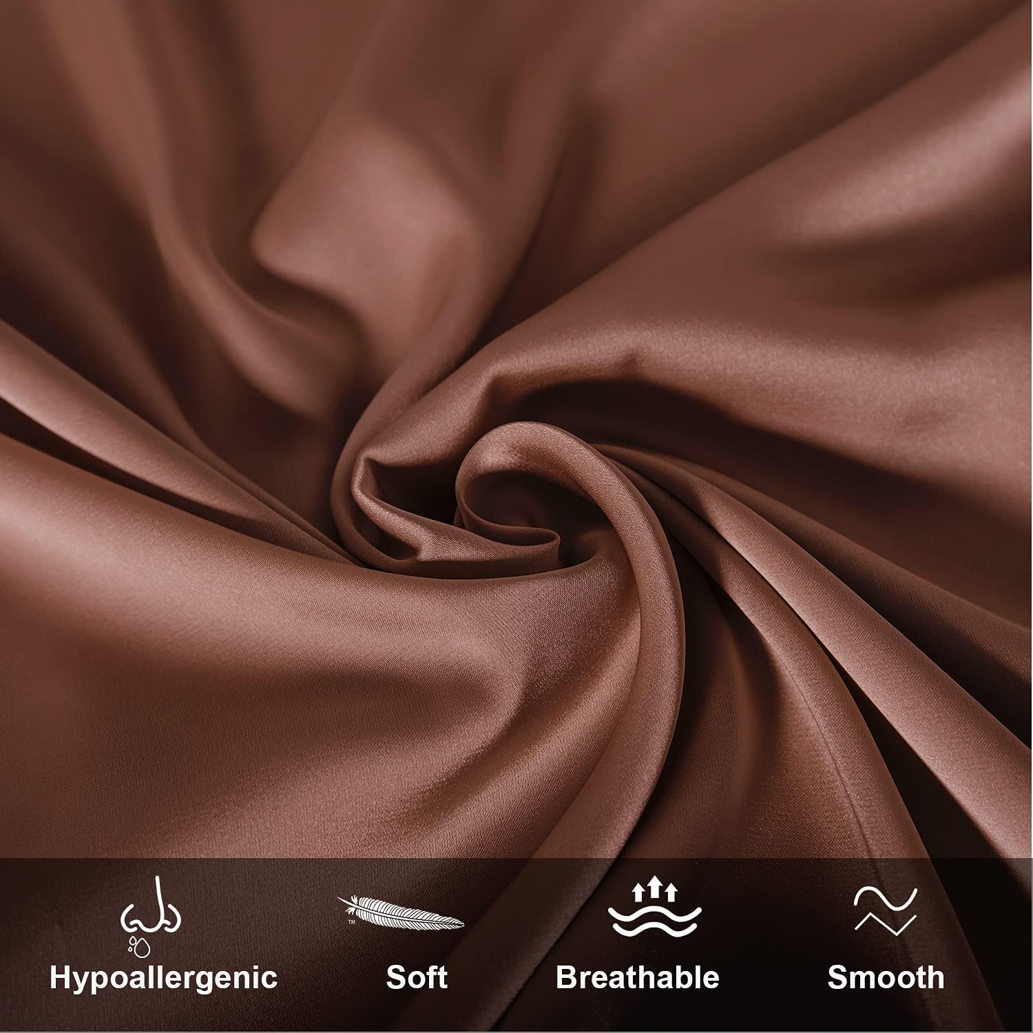 Mulberry Silk Pillowcase for Hair and Skin,King Size Cooling Silk Pillow Case with Hidden Zipper,Allergen Proof Dual Sides Soft Breathable Smooth Silk Pillow Cover for Women(King,Coffee)