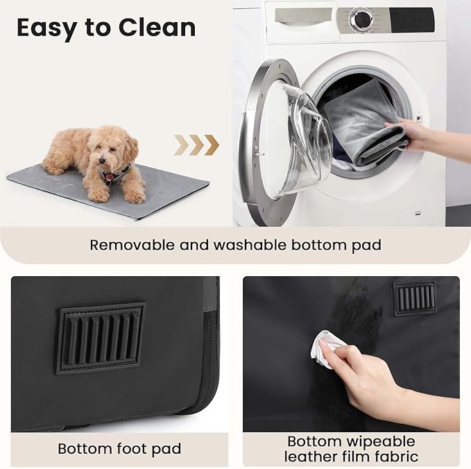 Dog Car Carrier Light Weight, 24×17.7×20.5in Dog Carrier for Cars Easy to Assemble, Dog Cars Crate Portable and Breathable, Foldable Pet Carrier for Outing, Dogs Travel Crate with Curtain Dark Gray