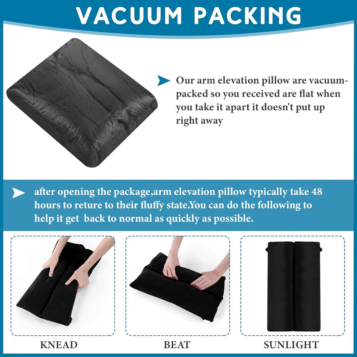 Soaoo Arm Pillows for Adults Pain Relief for Arm Pain Broken Post Surgery Soft Rest Support Pillow Leg Injury(Black)