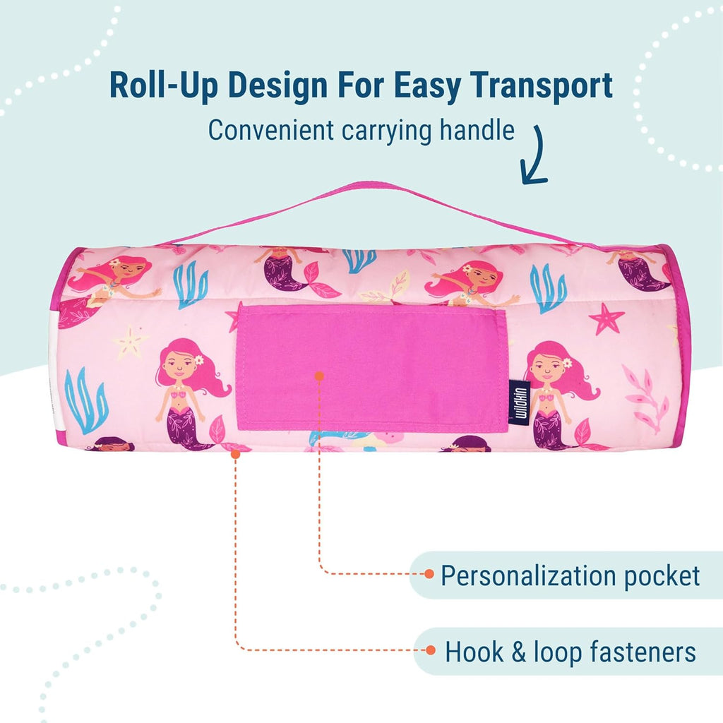 Wildkin 43-inch Kids Nap Mat – Soft Microfiber Toddler Sleeping Mat with Pillow