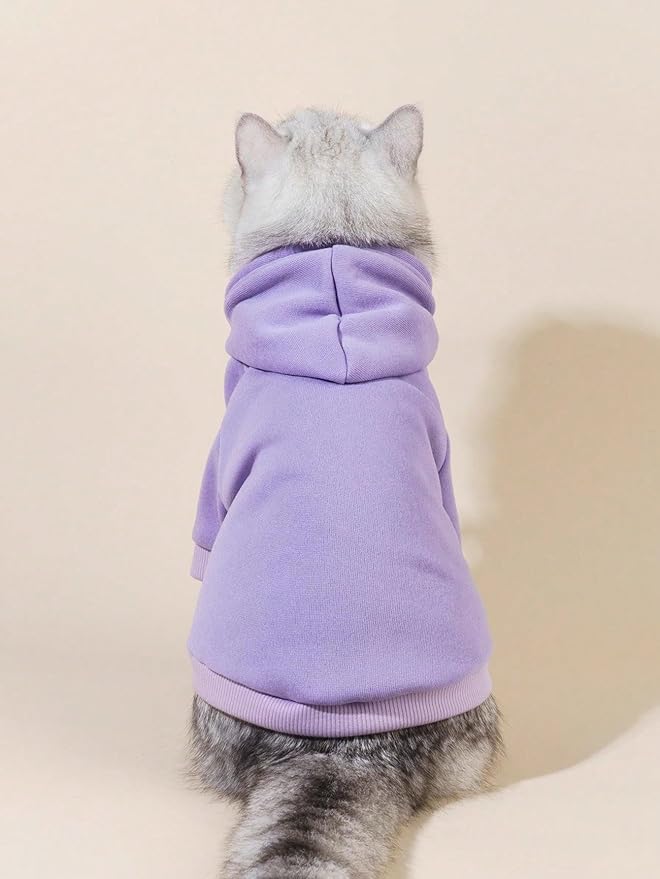 QWINEE Basic Dog Hoodie Sweatshirt Puppy Sweater Warm Cat Costumes Pet Clothes for Chihuahua Puppy Kitten Small Medium Dogs Mauve Purple X-Large
