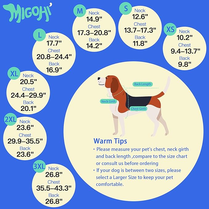 MIGOHI Snowproof Dog Coat - Thick Fleece Dog Jacket with Adjustable Collar, Keep Warm Winter Coat for Medium Dogs Cold Weather Walking Playing,Australian Shepherd,XL,DarkBlue
