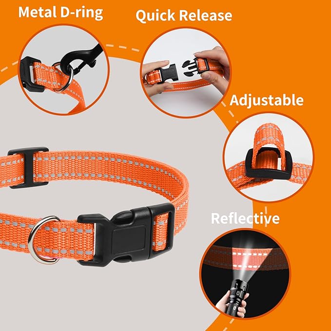 PaiPaitek Replacement Shock Collar Strap, 3/4 inch Dog Collar Fit All Brands of Shock Training Collars and Bark Collars - Durable and Adjustable - Reflective Dog Collar - 2 Packs