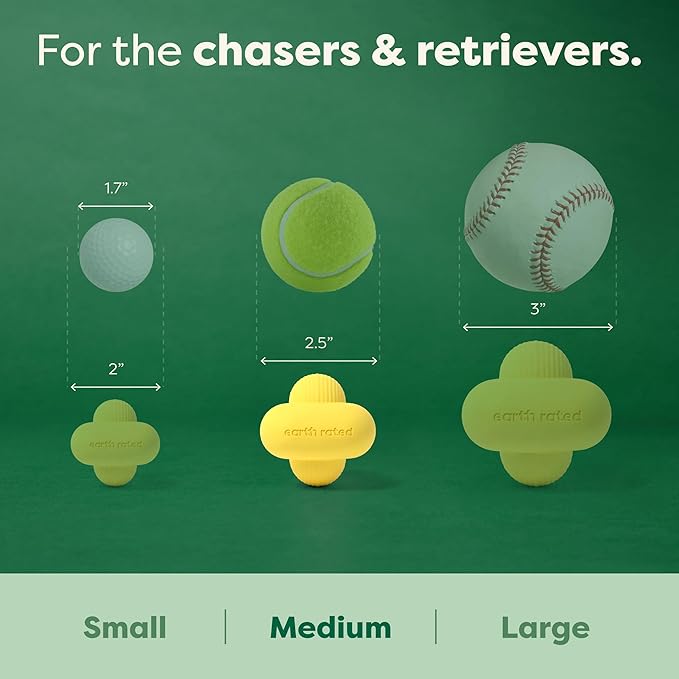 Earth Rated Dog Ball, Interactive Fetch Toy for All Breeds, Comes in Multiple Sizes, Made with Natural Rubber, Perfect for Indoor and Outdoor Use, Medium, Yellow