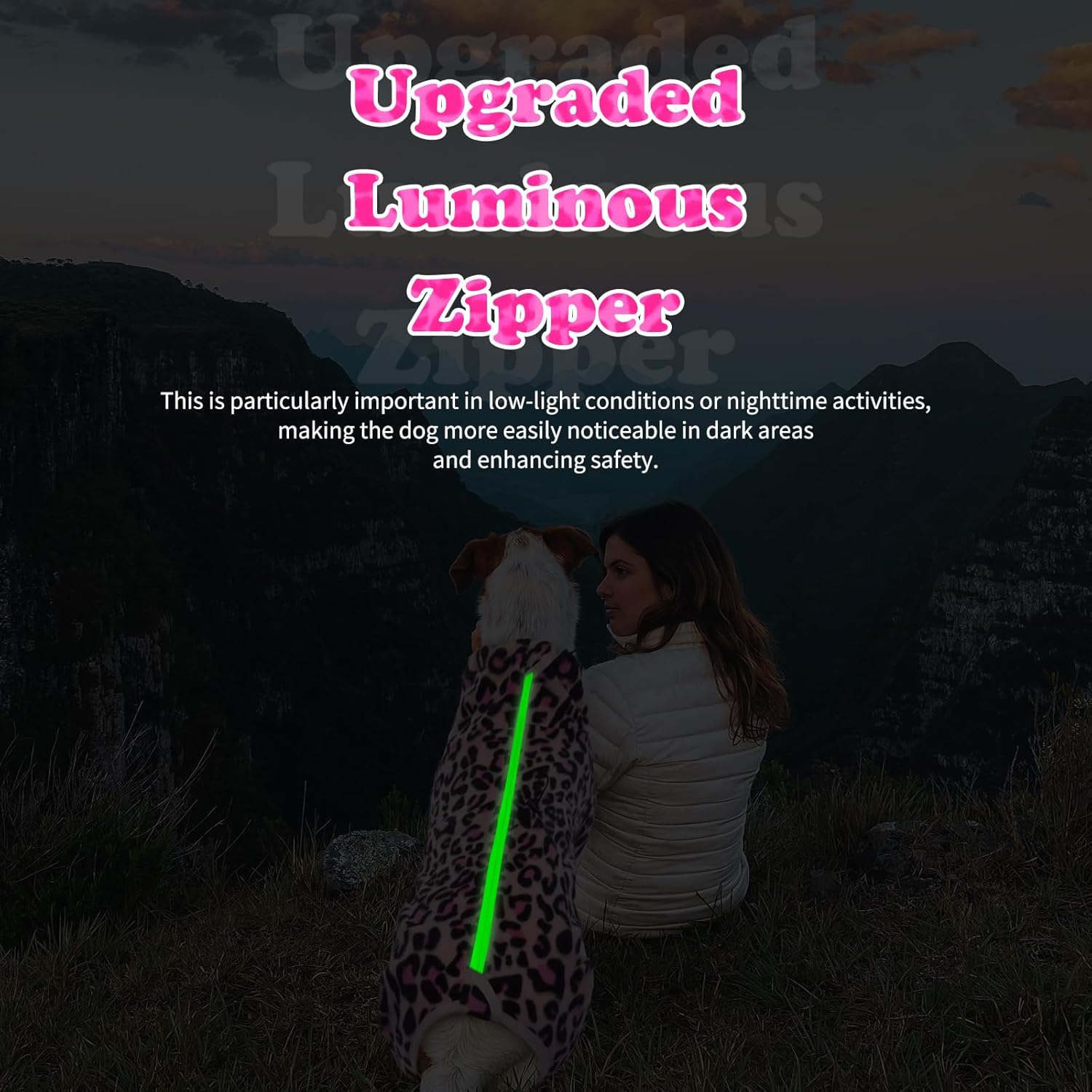 ROZKITCH Dog Winter Coat Soft Fleece Pullover Pajamas, Pet Windproof Warm Cold Weather Jacket Vest with Luminous Zipper, Jumpsuit Apparel Outfit Clothes for Small Medium Large Dog L-Pink 2XL