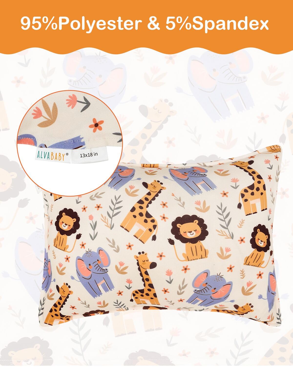 ALVABABY Toddler Pillowcases Stretchy Soft Kids Pillow Cover 2 Pack Fit 13"x 18" or 12"x16" Envelope for Girl Boy Sleepy Travel Christmas 2TPE40A