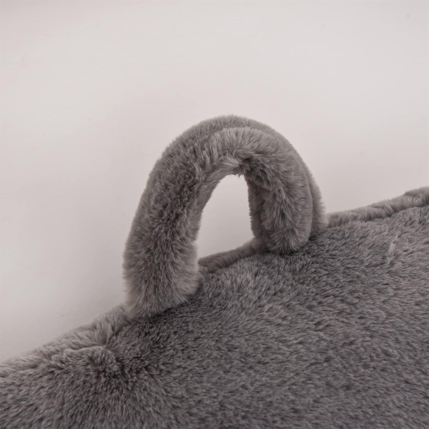 A Nice Night Faux Fur Reading Pillow Bed Wedge Large Adult Children Backrest with Arms Back Support for Sitting Up in Bed/Couch for Bedrest,Gray,Large