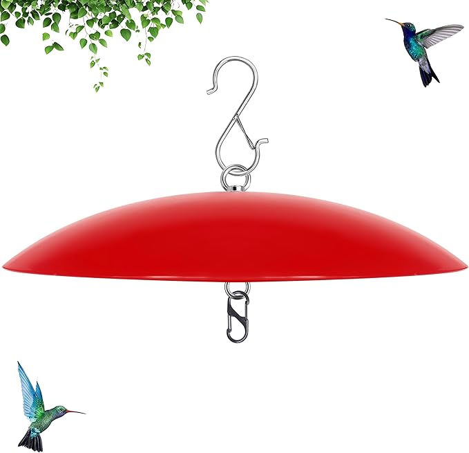 13" Hummingbird Feeder Dome Guard,Bird Feeder Rain Cover,Dome Weather Proof for Bird Feeders Pole, (Bright Red), 1Pack