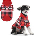 KOOLTAIL Christmas Dog Hoodie,Red Plaid Pet Clothes Sweater with Leash Hole&Pocket for Small Medium Large Dogs, Soft Winter Warm Dog Cold Weather Coat, Fleece Puppy Hooded Sweatshirt for Boys Girls, M