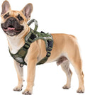 WINGOIN Tactical Dog Harness for Small Dogs, Heavy Duty No Pull Harness with Handle, Adjustable Reflective Military K9 Pet Vest for French Bulldog, Pug, Walking, Hunting, Green Camo (S)