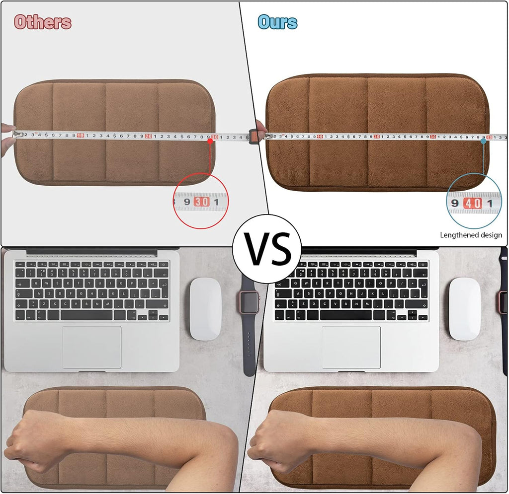2 Sets Upgrade Computer Wrist Elbow Pad, DILIBRA Portable Memory Foam Arm Wrist Rest Pillow, Soft and Anti-Slip Wrist Support Mat for Keyboard Desktop Office Gaming - Alleviate Elbow Pain (Brown)