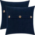 HWY 50 Navy Blue Chenille Throw Pillow Covers 22x22 Inch with Triple Buttons, Soft Farmhouse Accent Decorative Cushion Cases for Couch Sofa Bed Living Room Pack of 2