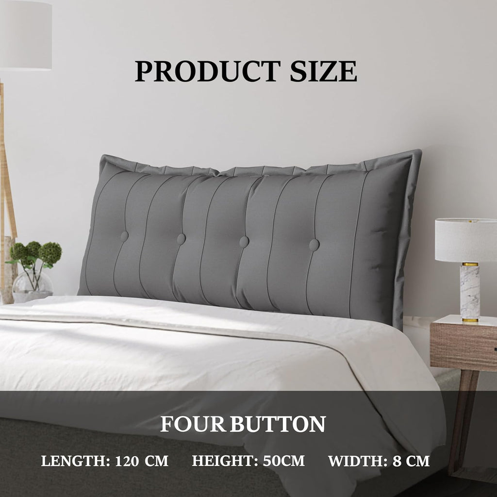 Large Bolster Reading Pillow King Backrest Positioning Support Pillow Daybed Cushion Headboard Pillows for Bed Bunk Sofa with Removable Cover, Grey, 76x3x20 Inch