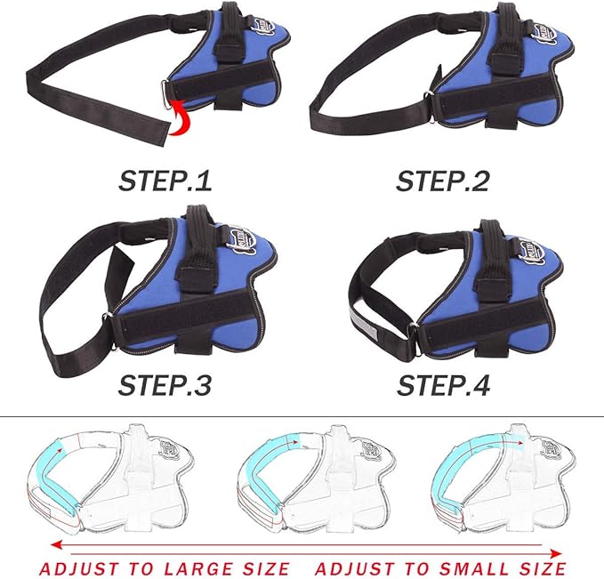 Bolux Dog Harness, No-Pull Reflective Dog Vest, Breathable Adjustable Pet Harness with Handle for Outdoor Walking - No More Pulling, Tugging or Choking (Blue, M)