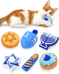 CiyvoLyeen Hanukkah Catnip Toys Set of 6 Soft Holiday Plush Cat Toys Interactive Catnip Filled Kitty Supplies for Cats Lovers Chanukah Gift Dreidel Cat Teething Chew Toy