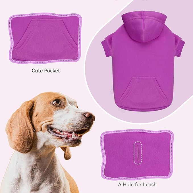Dog Hoodie Dog Sweaters for Large Dogs Pet Sweater Solid Soft Brushed Fleece Pet Clothes Hoodie Sweatshirt with Pocket(Purple-XXL)