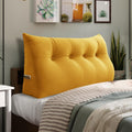 Bed Wedge Headboard Pillow - College Dorm Reading Pillow Back Support While Sitting in Bed - Ergonomic Lumbar Pillow Body Positioning Bed Pillow - Velvet Golden Yellow 54IN