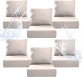6" Thicker Outdoor Chair Cushion 6 Sets - 24" *24" *6" Waterproof Patio Furniture Cushions with Removable Cover, 28D High Density Sponge Filling Thicken Outdoor Patio Cushions - Beige