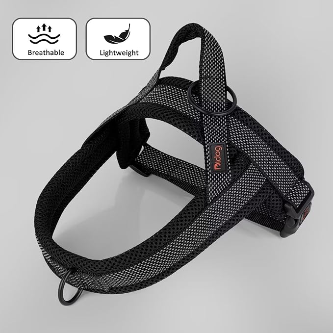 Didog No Pull Dog Harness with Breathable Mesh Padded, Full Reflective & Quick Fit Adjustable Vest Harness, Easy for Training Walking for Small & Medium and Large Dogs (Black, M:Chest 21-26")