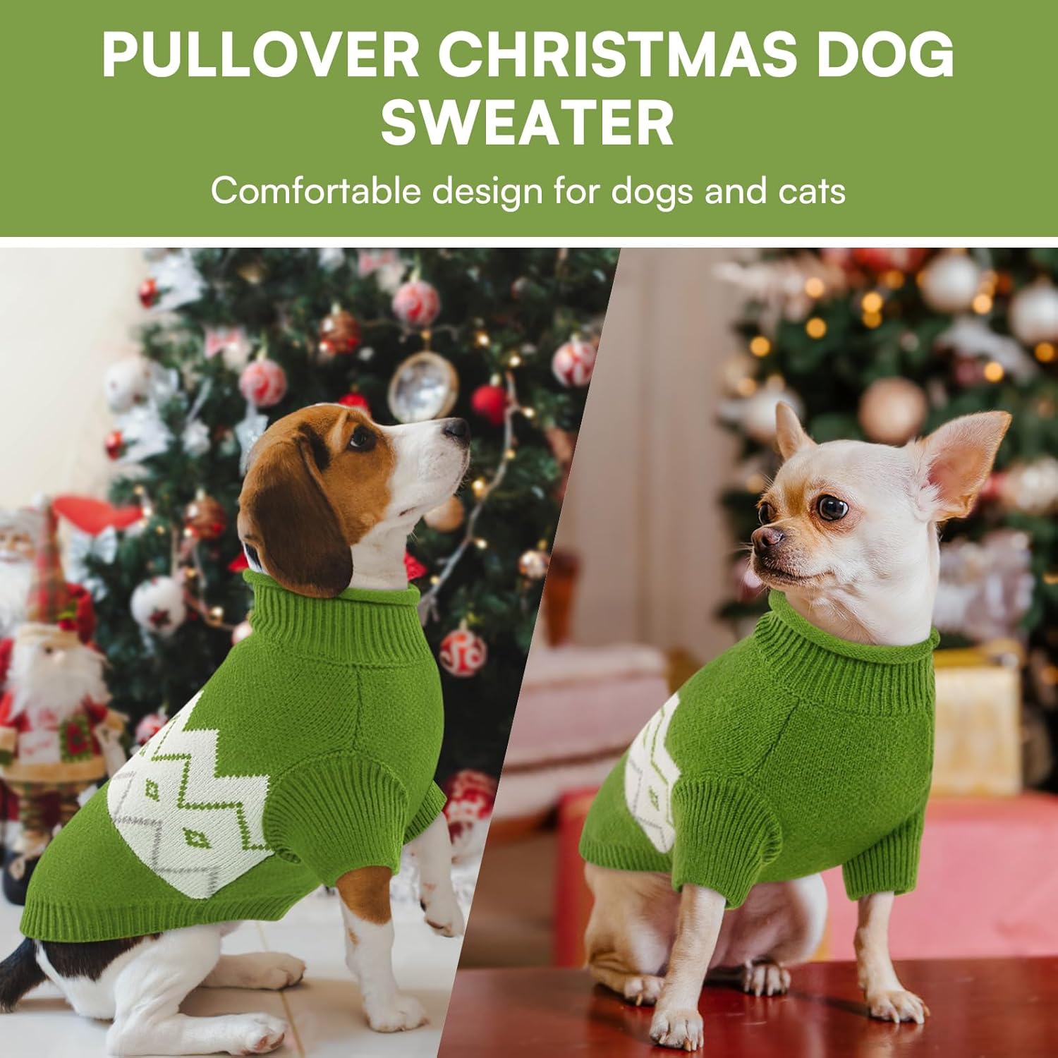 Queenmore Warm Dog Sweater, Soft Pet Knitwear, Knitted Pullover, Vlentines Day Gifts Winter Pet Clothes for Small Medium Dogs Cats