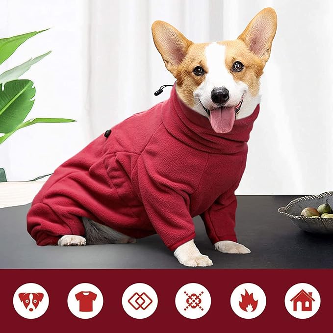 ROZKITCH Fleece Dog Jacket, Pet Windproof Warm Cold Weather Jacket Vest Cozy Jumpsuit Apparel Outfit Clothes for Large Giant Dog Walking Hiking Sleep Red 3XL
