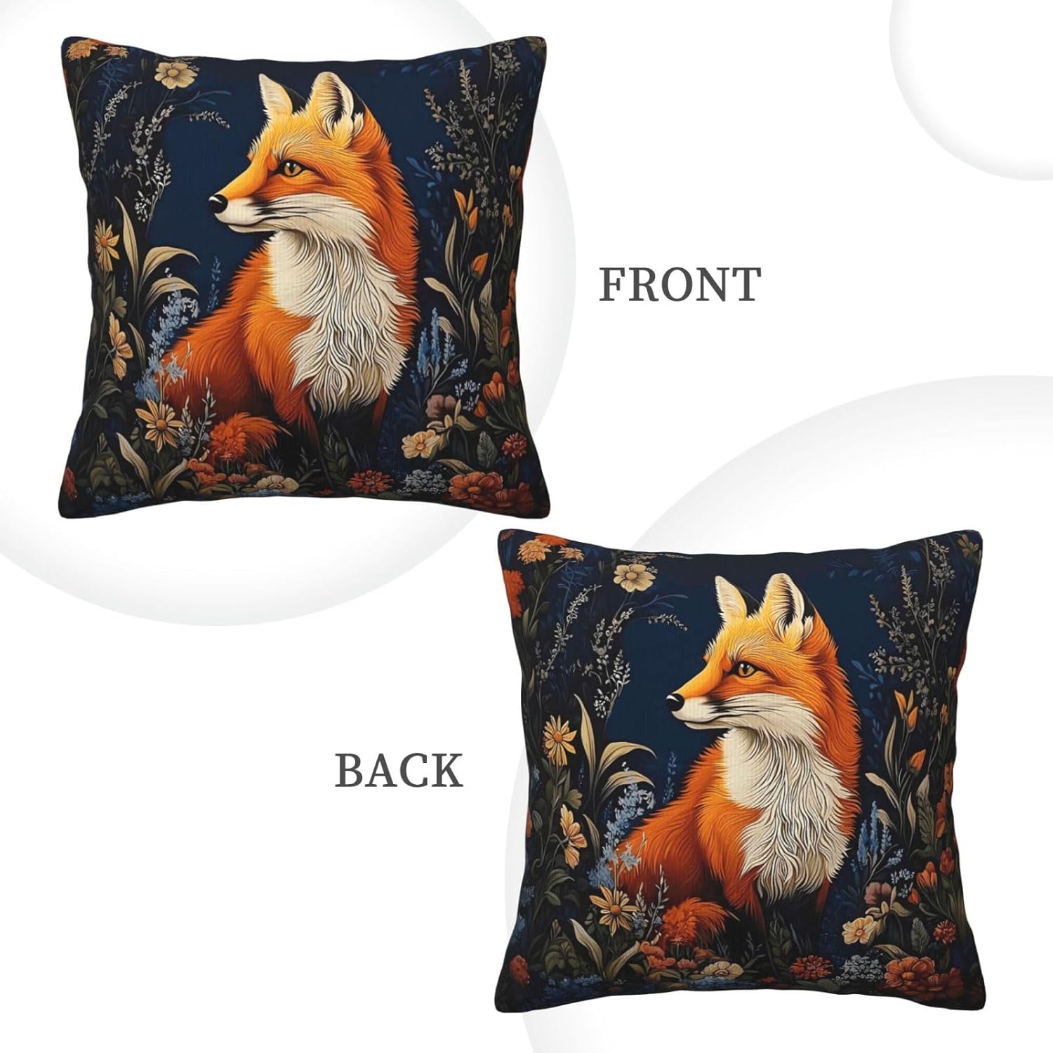 William Morris Abstract Vintage Floral Fox Design 18x18 inches Throw Pillow Covers Square Pillowcases Decor for Bed Couch Sofa Living Room Cushion Covers