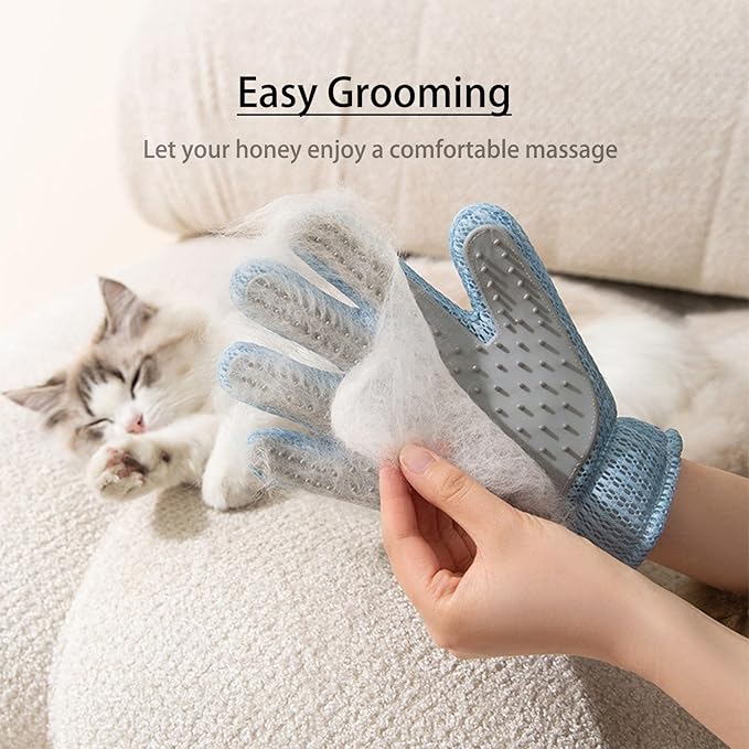 Pet Hair Remove Glove for Dogs & Cats,2-in-1 Massage Grooming Tool, Efficient Deshedding Brush with Soft Spikes, Gentle Fur Removal and Cleaning Glove for Shedding Control