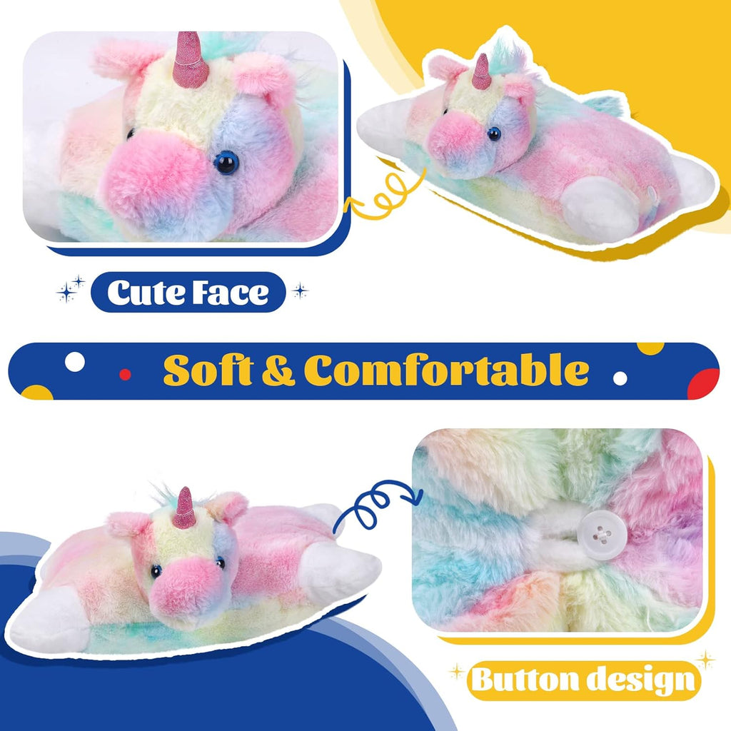Glow Guards 16" Rainbow Unicorn Stuffed Animal Cute Soft Lovely Colorful Plush Toy Pillow Bedtime Sofa Decors Birthday Christmas Children's Day Gifts for Toddlers Kids