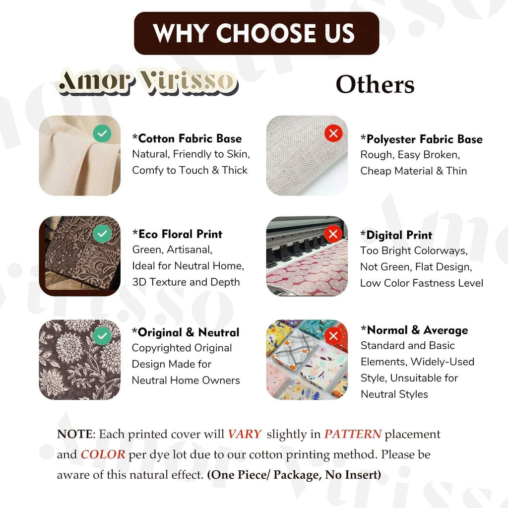 Amor Virisso Floral Pillow Covers 18x18 Throw Pillow Covers Vintage Block Print Pillow Cover Neutral Couch Pillows for Living Room Farmhouse Decorative Accent Sofa Pillows, Dusty Blue