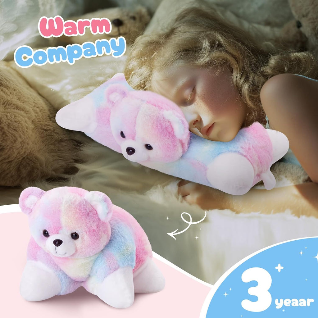 Glow Guards 15" Rainbow Teddy Bear Plush Pillow, Cute Stuffed Animal Soft Lovely Colorful Toy, Bedtime Sofa Decors, Christmas Birthday Children's Day Hoilday Gift for Toddler Kids