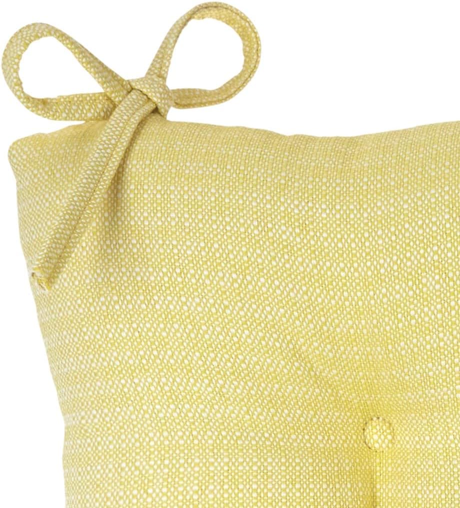 Klear Vu Omega Non-Slip Rocking Chair Cushion Set, Assembled in USA, Thick Padding & Tufted Design, Includes Seat Pad & Back Pillow with Ties, 17x17 Inches, 2-Piece Set, Solid Yellow
