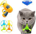 Flying Cat Toy for Indoor Kitten, Interactive Cat Fetch Toy with 1 Light Up Spinning Tops, and 5 Propellers, Flying dis Toy for Training Chasing