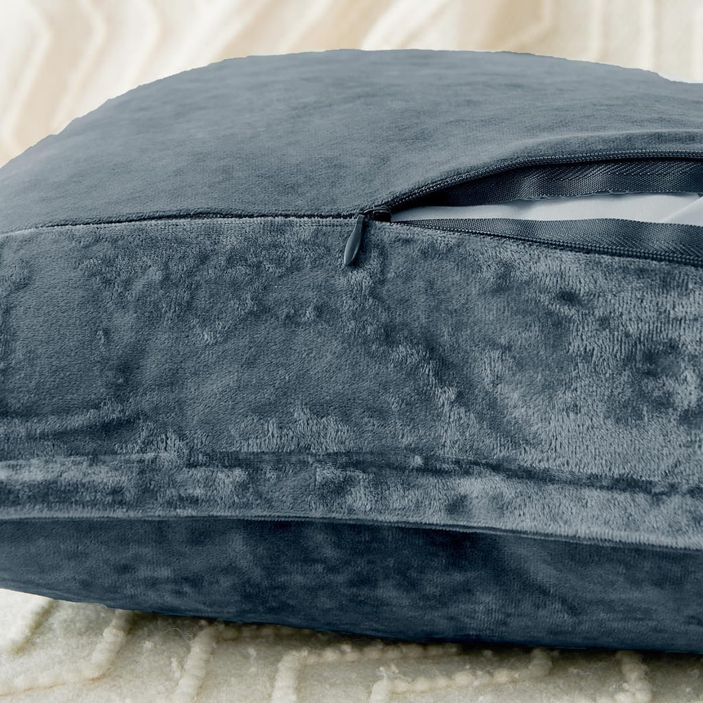 Luxurious Velvet Throw Pillow Covers 20x20 Set of 2 Decorative Pillow Covers Solid Square Cushion Case for Sofa Couch Bedroom Farmhouse, Blue Gray