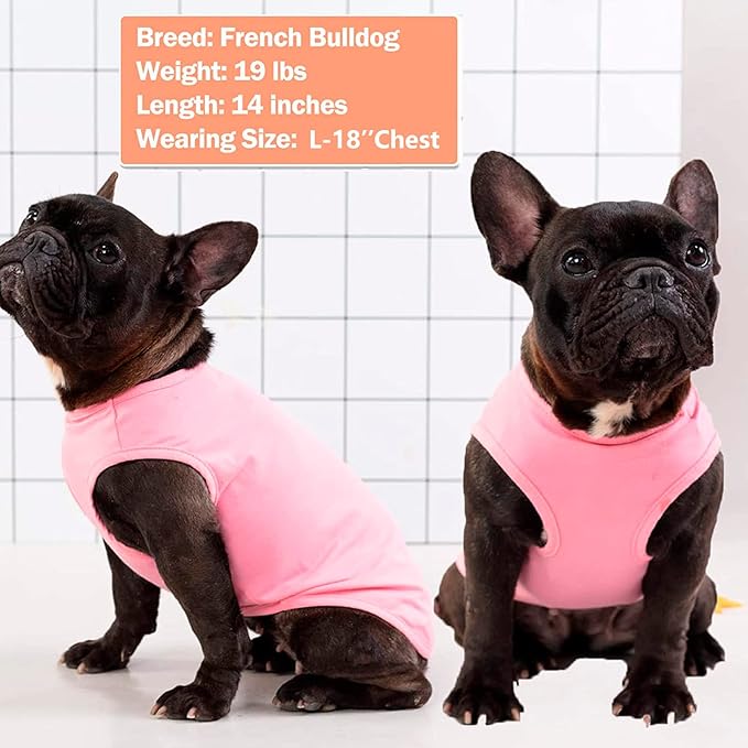 KYEESE 2Pack Dog Shirts Striped T Shirt for Large Dogs Lightweight Clothes Sleeveless Vest Cotton Tank Top, XXX-Large,Pink+Striped