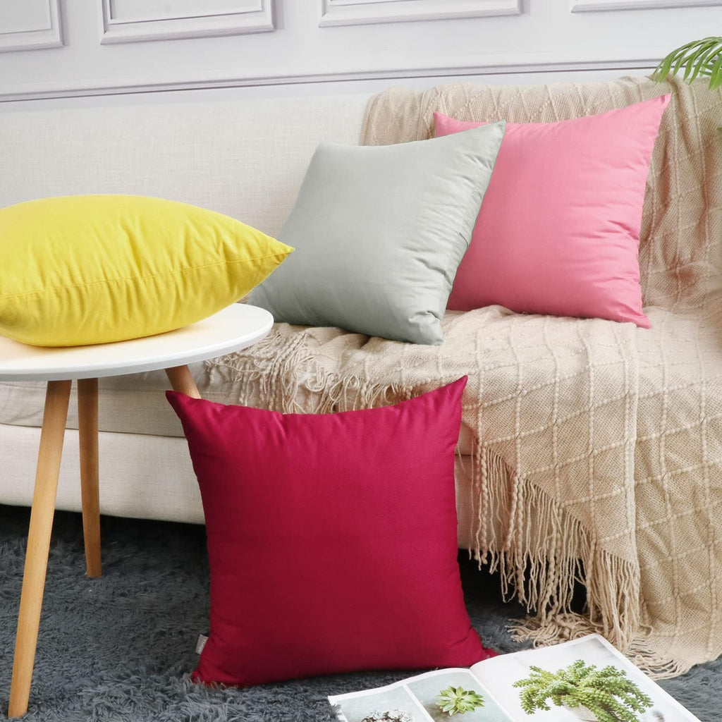 4-Pack 100% Cotton Comfortable Solid Decorative Throw Pillow Case,Thmyo Square Cushion Cover Pillowcase Sublimation Blank Pillow Covers DIY Throw Pillowcase for Sofa Bedroom(16x16 inch/ 40x40cm,Grey)