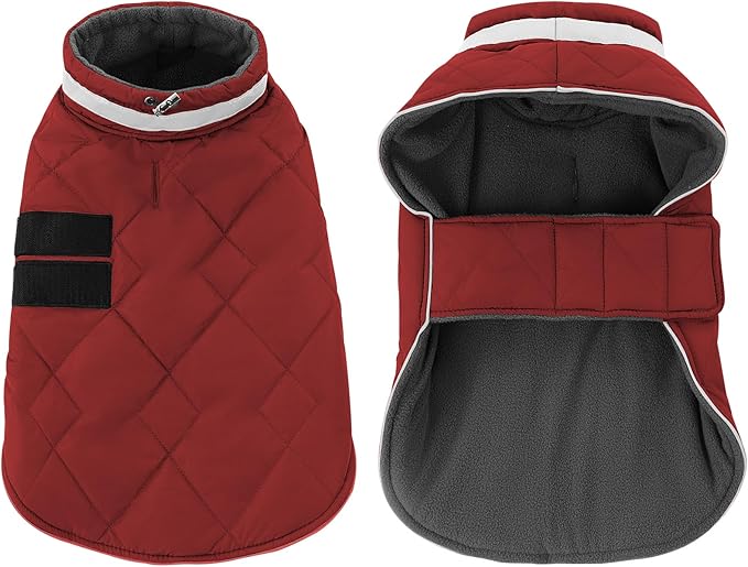 Dog Winter Coat Warm Padded Puppy Jacket Windproof Water Resistant Clothes for Small Medium Large Pets Christmas Sweater Outfit Vest(Red, M)