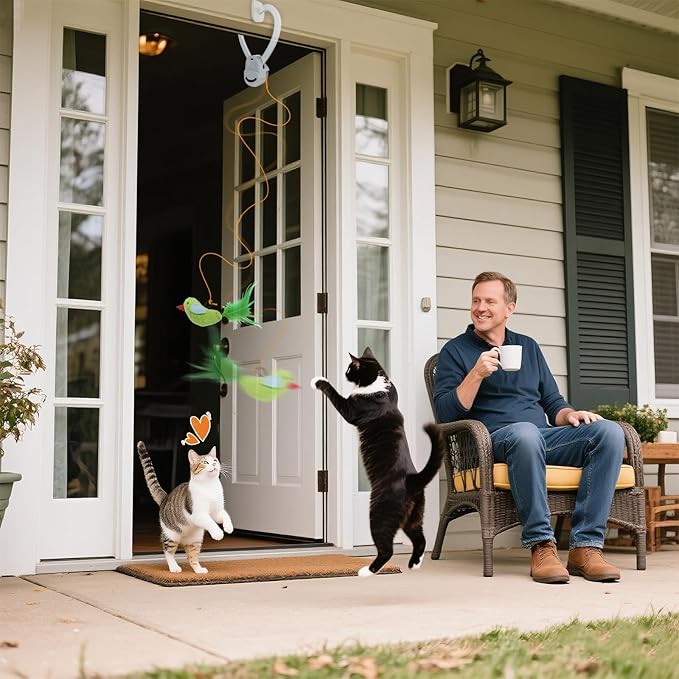 Interactive Cat Toys for Indoor Cats Automatic Electric Flying Bird Feather Mouse Toy - Best Kitten & Adult Cat Enrichment Mouse cat Toy Hanging Electric Kitty Toys for Bored Cats