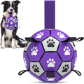 QDAN Dog Toys Soccer Ball with Straps - Dog Water Toy, Puppy Birthday Gifts, Durable Dog Balls for Small Medium Dogs （6 Inch）