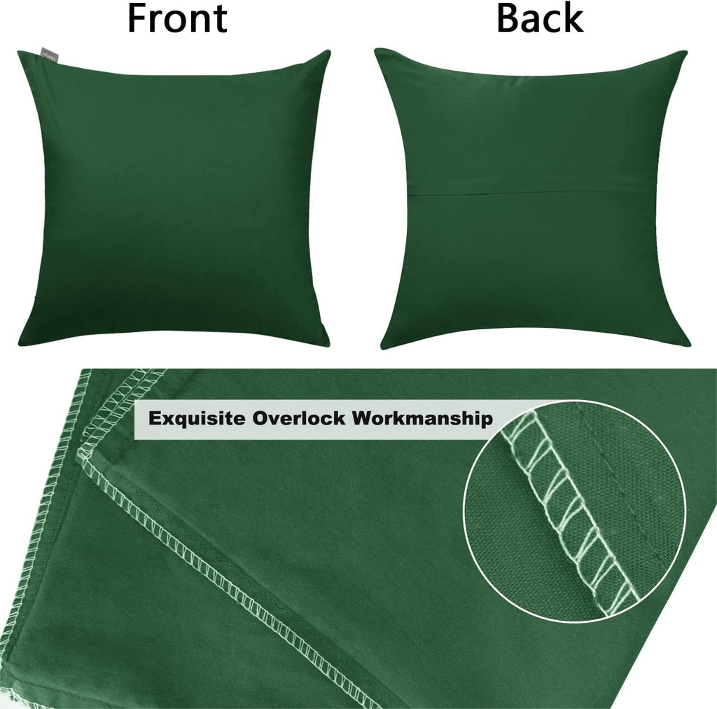 4-Pack 100% Cotton Comfortable Solid Decorative Throw Pillow Case Square Cushion Cover Pillowcase Sublimation Blank Pillow Covers(Cover Only,No Insert) (22x22 inch/ 55x55cm, Christmas Green)