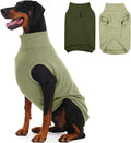 IECOii 2 Pack 4XL Fleece Sweaters for Dogs - Warm & Stretchy Doberman Sweater for Large Dogs Boy Girl, Winter & Fall Soft Fleece Coat, Machine Washable(Size XXXXL, Light Green & Army Green)