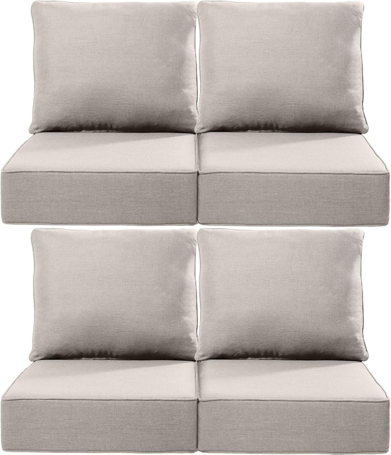 Luxury 24x24x6 Inch Outdoor Chair Cushions Set of 4 - Heavy Duty Water-Resistant Comfortable Cushion for Patio Furniture Set Dining Gliding Rocking Chairs Loveseat L-Shape Sofa - Beige