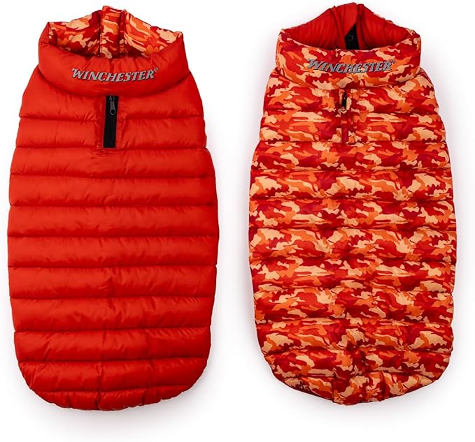 Winchester Pet Premium Reversible Dog Puffer Vest, Red, Small