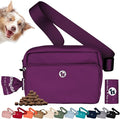 Puppington 3-in-1 Crossbody Dog Walking Bag & Treat Pouch with Matching Planet Safe Poop Bags & Built-In Dispenser - Dog Mom Gift for Puppy Training with Zippered Pockets (Plum Wine)