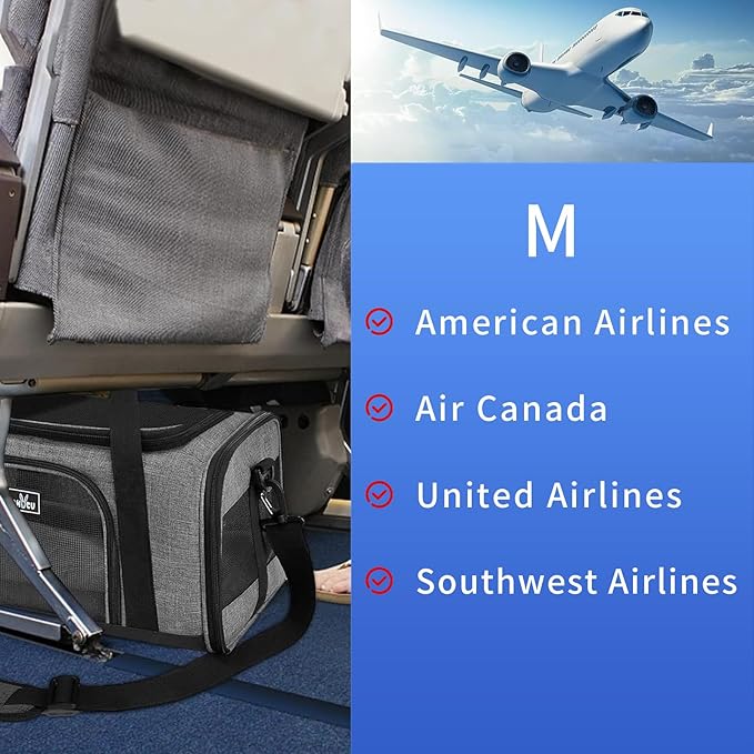 Pet Carrier for Small Cats Dogs, Dog Carrier Travel Bag with Adequate Ventilation, 5 Mesh Windows, 3 Entrance, Locking Safety Zippers, Padded Shoulder and Carrying Strap, Medium