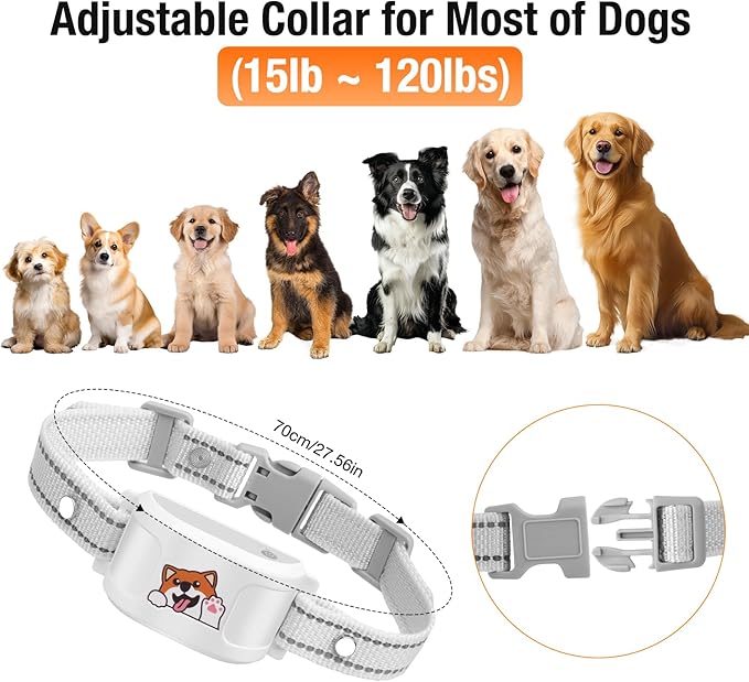 GPS + Wireless Dog Fence & Training Collar – No Subscription, App Geo-Fence 3280ft, 60-164ft Bluetooth Training, 3 Correction Modes, Auto Sleep/Wake, 7-Day Battery, 3-Dog Support (White)