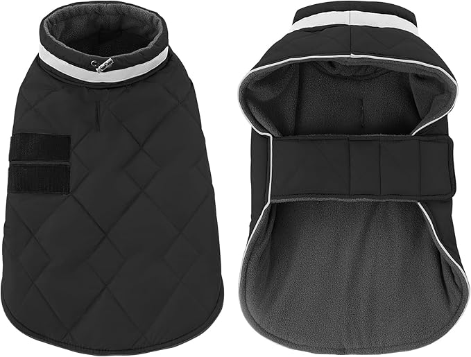 Dog Winter Coat Warm Padded Puppy Jacket Windproof Water Resistant Clothes for Small Medium Large Pets Christmas Sweater Outfit Vest(Black, M)