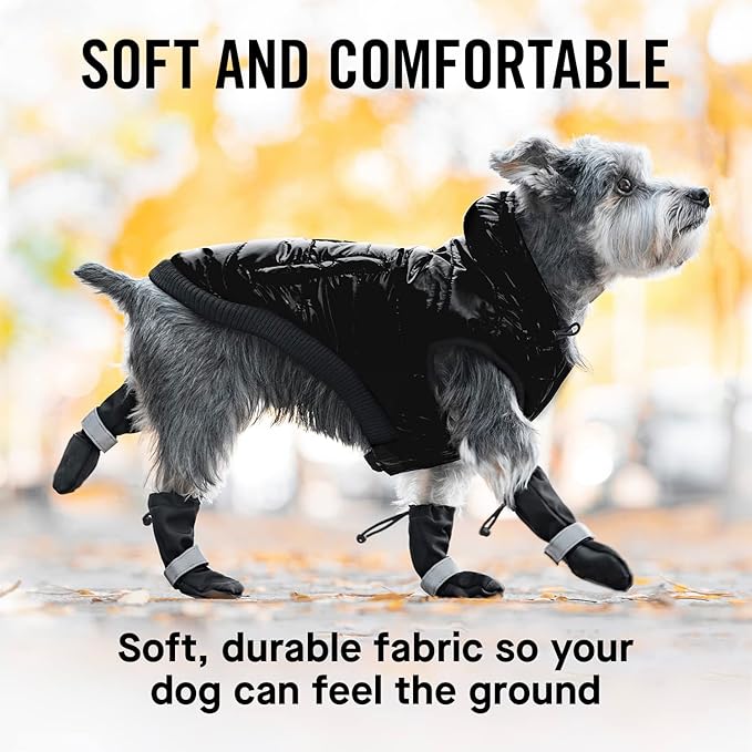 Canada Pooch Dog Winter Boots - Paw Protection, Anti-Slip Dog Shoes with Reflective Strap, Easy On for Small Medium Large Dog Booties - Black, Size 2